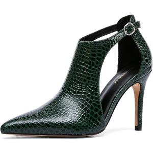 NEWBELLA Women's Pointed Toe Stiletto Heel Pumps Cutout Design Closed Heel Sandals for Daily Wear, 8