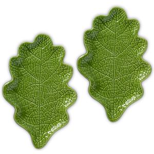 Oak Leaves Shaped Spoon Rest for stove top Set of 2 Decorative Ceramic Spoon Holder for Kitchen Counter, Stove Top & Cooking Utensils
