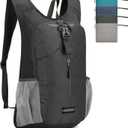 20L Hiking Backpack Lightweight Packable Hiking Daypack for Women Men, Foldable Small Backpacks for Travel Camping Outdoor (Black)