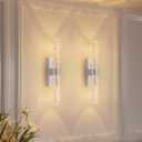 camuucci Battery Operated Wall Sconces Set of 2 Rechargeable Battery Powered Wall Light with 12000mAh Not Hardwired Dimmable Wall Lamp Fixtures for Bedroom Living Room Silver 15.3 Inches