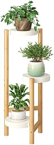 FILWH Plant Stand Indoor Outdoor Plant Rack 3 Tier 3 Potted Flower Holder Ladder Plant Stands for Balcony Window Living Room Garden Patio White