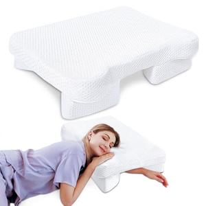 Eliteguard Pillow with Arm Hole, Shoulder Relief System for Neck and Shoulder Pain, Memory Foam Pillow for Side, Back and Stomach Sleepers - White
