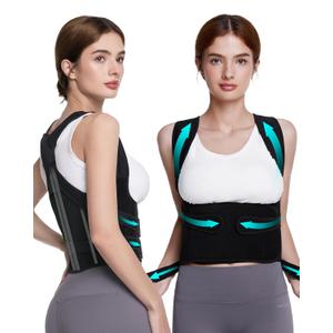 Back Brace Posture Corrector for Women and Men, Adjustable Upper and Lower Back Support for Pain Relief, Hunchback, Scoliosis, Comfortable and Invisible Under Clothes (L (Waist 34''-38''), Black)