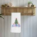 Preppy Chinoiserie Christmas Tree Kitchen Towels, Pink and Blue Xmas Tree Decorative Hand Towels for Bathroom, Grandmillennial Christmas Dish Tea Towels for Kitchen Decor, 16x24 Inch (Section 3)