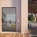 MAGZO Hanging Screen Door, Fits Door Size 36" x 98" (Curtain Size 38'' x 99''), Upgraded Fiberglass Mesh Net with Tension Rod&Hook&Loop (One Piece Can be Installed in 2 Ways), Weighted Bottom, Grey