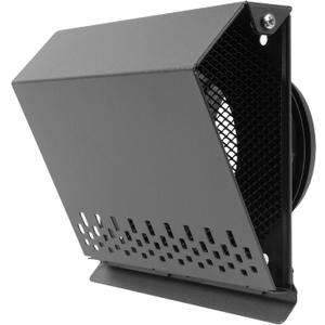 Vent Systems 6" Inch Air Supply Vent Cover with Rubber Gasket - Graphite Black Galvanized Steel - Robust Weatherproof Outdoor Air Intake Box - Duct or Surface Mounting - Rain and Snow Protection