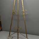 Deco 79 Metal Scroll Large Free Standing Adjustable Display Stand Easel with Chain Support, 22" x 21" x 46", Gold