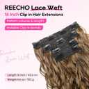 REECHO Curly Hair Extensions, 4PCS 16 inch Clip in Hair Extensions Lace Weft Short Curly Extension Clip Ins Invisible Natural Hairpieces for Women, Dark Brown to Light Brown