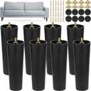 TURSTIN 8 Pack 8 Inch Plastic Furniture Legs with M8 T-Nuts Screws Tapered Sofa Couch and Chair Legs Replacement Furniture Legs for DIY Projects Sofas Coffee Tables Dressers Beds