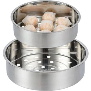 2pcs Stainless Steel Basket Round Steam Holder Tray Rack,7.28"+8.27"Steam Basket For Rice Cooker