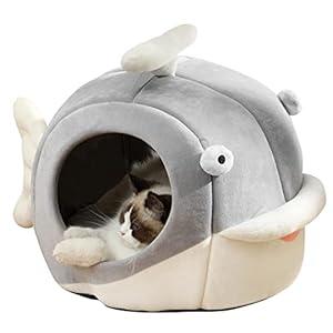 Lcybem Cat Beds for Indoor Cats - Cat Bed Cave with Removable Washable Cushioned Pillow, Soft Plush Premium Cotton No Deformation Pet Bed, Roomy Dolphin cat House Design, L