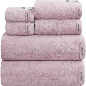 SEMAXE 6-Piece Bathroom Towel Set - 100% Cotton, 2 Bath Towels, 2 Hand Towels, 2 Washcloths, Lighter Weight, Ultra-Soft and Super Absorbent (Solid - Purple)