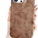 Caseative Soft Touch Suede Leather Compatible with iPhone Case (Brown,iPhone 14 Plus)
