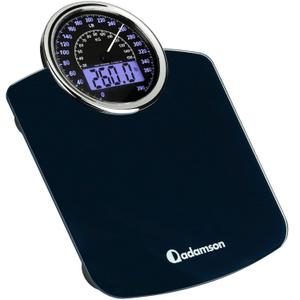Adamson Bscula de pesaje analgica y digital hbrida 2 en 1 para peso corporal de hasta 400 libras + vidrio templado grueso + pantalla extra grande + bscula de bao digital fcil de leer + nuevo (Azul)