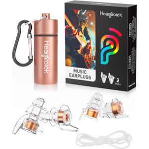 Hearprotek Concert Ear Plugs, 2Pairs Reusable high Fidelity Musician Ear Plugs for Concerts Loud Music-Noise Reduction Ear Protection earplugs for Rave,Festival,Music,Tinnitus Relief (Gold)