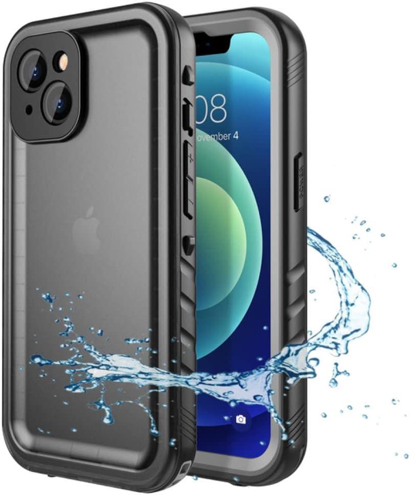 Waterproof Phone Case Underwater Protect for iPhone 14 13 11 12 Pro Max SE 2nd 2020 3rd 2022 Built-in Screen Protector,Black,for iPhone 12 Mini