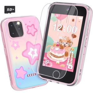Kids Smart Phone for Girls, 3.5" Touchscreen Kids Phone Toy with Dual Camera, Christmas Birthday Gifts for Girls Age 3-8, Toddler Learning Toys for 3 4 5 6 7 8 Year Old, ABC Learning, Habit Tracker