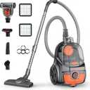 Aspiron Canister Vacuum, Upgraded 1600W Bagless Canister Vacuum Cleaner, Auto Cord Rewind, H13 HEPA Filter, 4Qt Large Capacity, 5 Tools for Hard Floors, Carpet, Pet, Upholstery, Tiles, Coral