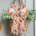 LaRibbons Easter Ribbon Wired 4 Rolls 2.5 Inch x 24 Yards TTL, Orange Carrot Bunny Ribbons for Baskets, Striped Wide Easter Ribbon for Crafts Spring Wreath Gift Wrapping Bow Decoration