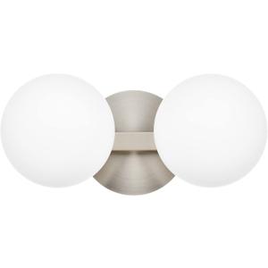 Bathroom Vanity Light Fixtures, Modern 2 Lights Globe Wall Sconce Lighting Brushed Nickel, Porch Wall Mount Light Fixture for Bathroom, Mirror Cabinets Hallway Stairs (Brushed Nickel, 2-Light)