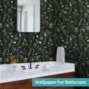 Removable Peel and Stick Wallpaper Boho 17.5 x 197 in Floral Wallpaper for Bedroom Bathroom Easy Peel Off Wallpaper Stick on Wallpaper Contact Paper Renter Friendly Wall Paper (Dark)