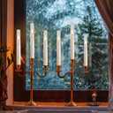 White Flameless Window Candles, Battery Operated Taper Candles, 6 Pcs Christmas LED Candlesticks, Acrylic Christmas Flickering Candlelights with Remote Timer H9.45