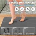 32"x20" Stone Bath Mat, Diatomaceous Earth Shower Mat, Non-Slip Super Absorbent Quick Drying Bathroom Floor Mat, Natural, Easy to Clean (Dark Grey)