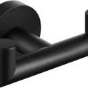 Angle Simple Double Towel Hook, Stainless Steel Bathroom Hand Towel Holder, Coat Hook for Wall, Matte Black (1 Pack)