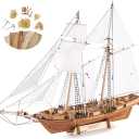GAWEGM Wooden Ship Model Building Kits for Adults - 1/96 Scale Harvey 1847 Model Ships Assembled with Metal Accessory, for Collection, Teaching Exhibition, Ship Model Hobby, Assemble Expert