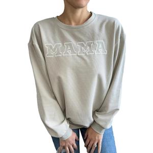 TAIUICY Women Waffle Knit Mama With Zippers Breastfeeding Sweatshirt Mama Embroidered Zip Nursing Pullover Tops (Large, Silver Grey)