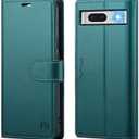 FLIPALM Wallet Case for Google Pixel 8a, RFID Blocking Credit Card Holder, PU Leather Folio Flip Kickstand Protective Shockproof Cover for Pixel 8a (Blue-Green)