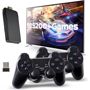 Retro Game Console, Retro Gaming Console, Wireless Retro Game Console, Plug & Play Video TV with 25200+ Built-in Games, 4K HDMI Output, and 2.4GHz Wireless Controller, 9 Classic Emulators (Black), 1.65 x 3.97 x 0.39 inches