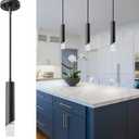 Modern Pendent Lights in Kitchen, Black Mini Pendant Light Bedroom Bedside Table Small Chandelier, Metal Rod Ceiling Pendant Lighting for Kitchen Island Bedroom Restaurant bar (1-Pack)
