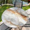 60 Inch Marble Round Tablecloth Elastic Tablecloths Fitted Indoor Outdoor Round Table Cover Washable Reusable Tablecover for Kitchen Picnic Party