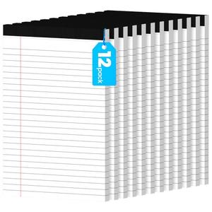 Ciphyfee 12pcs Small Note Pads, White Notepads 5x8 College Ruled Notebook, Writing Pads 5 x 8, Legal Pads, Pad Paper Perforate Notebooks for Work, Message, School, Office Supplies,30 Sheets/Pack