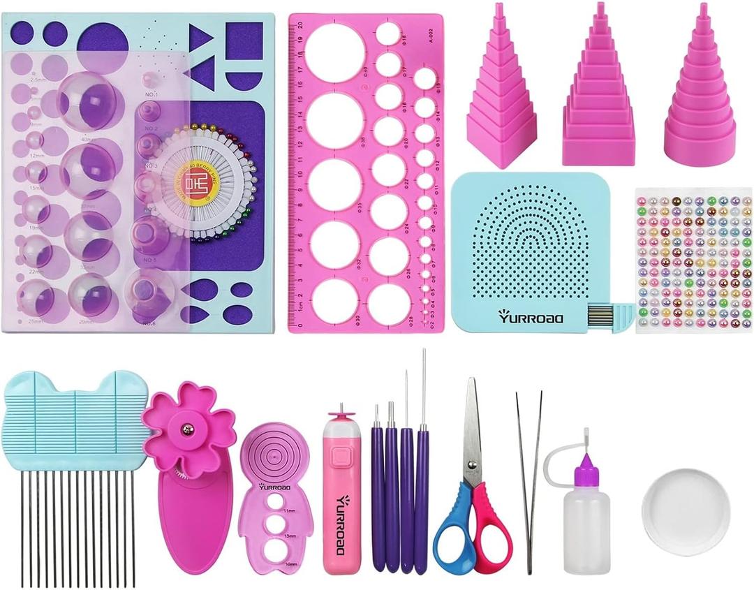 YURROAD 14PCS Paper Quilling Tools Kit with Electric Slotted Pen – Beginner & Advanced All-in-One Quilling Starter Set for Rolling, Shaping & 3D Paper Art at Home or Classroom