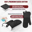 Oven Mitts and Pot Holder Sets with Silicone Grip, 500F Heat Resistant-6 Pack Dishcloth/Dish Towels for Kitchen 100% Cotton-Value Kitchen Essentials for Cooking, Baking, Grilling-Black