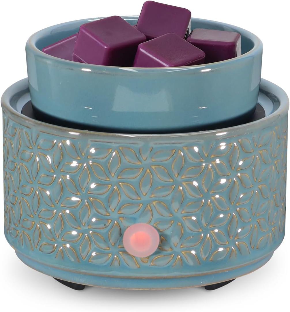 Electric Wax Melt Warmer 4-in-1 Candle Warmer for Scented Wax Melter Cute Ceramic Fragrance Wax Burner for Home Office Bedroom Deco Gift for Women Dark Blue
