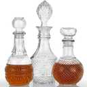 LAWADACH Liquor Decanters Whiskey Decanter Set - Creative Glass Decanter for Liquor,Decanter for Tequila,Bourbon and Vodka Unique Whiskey Presents for Man,Dad and Home Bar Decor(17.6oz*2, 17oz*1)