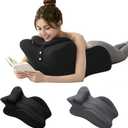 Memory Foam Ergonomic Wedge Pillow, 27° Angled Bed Wedge Body Position Pillow for Reading Sleeping & Resting, Neck Support Pillow Back Cushion with Non-Slip Pillowcase (Black)