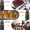Essential Oils Set, Men Scents Fragrance Oil Aromatherapy Essential Oils Kit for Diffuser (6x10ML) - Sandalwood, Cedar, Leather, Sweet Tobacco, Rum, Cologne Aromatherapy Oils Gift for Men