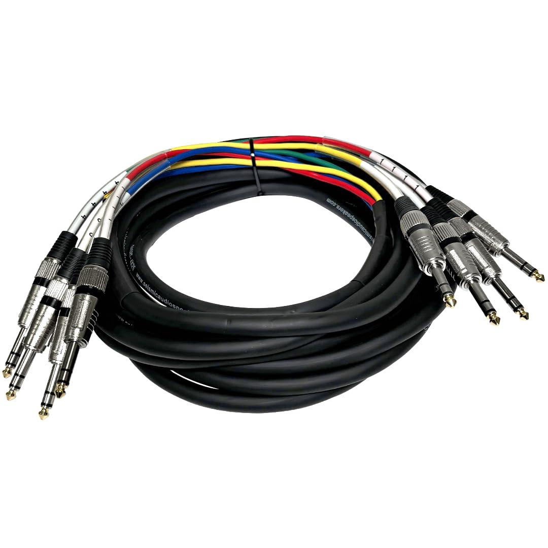 SASRT-4x25-4 Channel 25 Foot 1/4 Inch TRS Snake Cable - Pro Audio TRS Fantail to Fantail Cable Snake