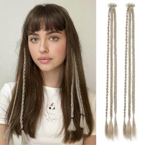 Clip in Braids Hair Extensions, REECHO 6 PCS Clip in Hair Extensions Baby Braids,22 Inch Long Natural Soft Synthetic Hairpieces for Women Daily Wear (Cool Light Blonde)