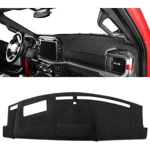 Pigenius Dash Cover for Ford F-250 F-350 F-450 F-550 2023-2026, Custom Fit Non Slip Dashboard Mat for Models with HUD with Center Speaker with 2 Glove Boxes, Polyester Dashboard Cover Black