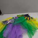 Heliltd 5pcs Mardi Gras Outfits for Women, Tutus Skirt, Feather Headband, Feather Fan, Glitter Mask, Mardi gras Socks for Women and Girls for Mardi Gras Party Multicolor