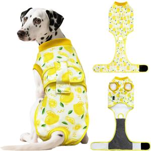 Dog Surgery Recovery Suit, Abdominal Surgical Suit for Male Female Dog Post Spay Neuter, Breathable Pet Onesie E-Collar & Cone Alternative, Surgery Shirt to Prevent Licking, Yellow, X-Small