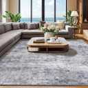 Shilucheng 9x12 Rug for Living Room Neutral Machine Washable Large Non-Slip Backing Abstract Rugs, Soft Low Pile Area Rug for Bedroom Under Bed,Dining Room Clearance, Big Carpet (Gray/Blue)