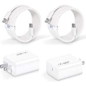 40W-60W Apple Dynamic Power Adapter,Fast USB C Charger 2Pack iPhone Charger Fast Charging 6FT Type C Braided Charging Cables for Apple iPhone 17/17E/Air/17 ProMax/16Pro/16e/15Plus,iPad Pro/Air,AirPods