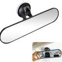 Wuyaoyao 12" Car Rear View Mirror, HD Glass Interior Rear View Mirror with Suction Cup for Windshield, Anti-Glare Adjustable Rearview Mirrors for Cars Trucks SUVs Boats, Car Accessories