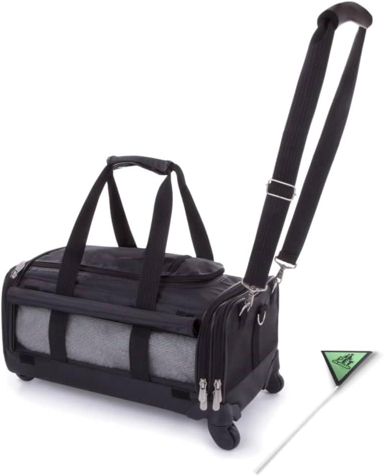 Sherpa on Wheels Indoor Pet Dog Carrier, Black 20.0"L x 12.3"W x 10.5"H